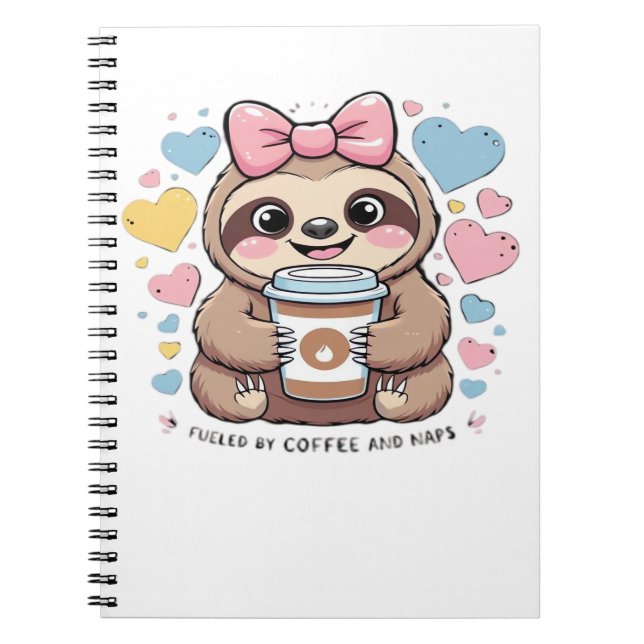 Cute Sloth Coffee Lover Shirt � Funny Fueled by Co Anteckningsbok (Framsidan)