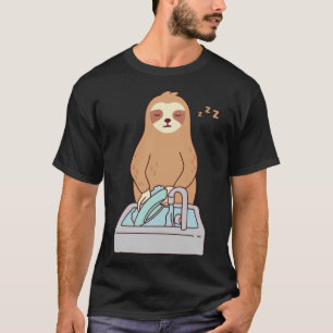Cute Sloth Dishwash Sleeping Tired Lazy Pullove T Shirt