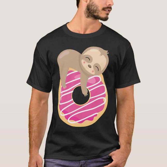 Cute Sloth Donut T Shirt (Framsida)
