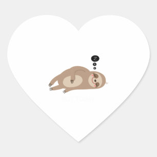 Cute Sloth Dreaming Shirt Hjärtformat Klistermärke