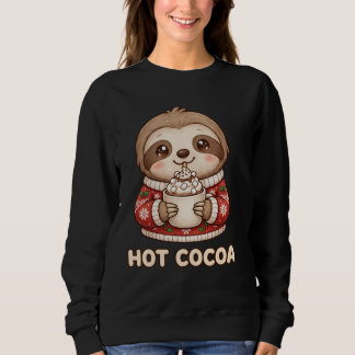 Cute Sloth Drinking Hot Cocoa Christmas Sweater T Shirt