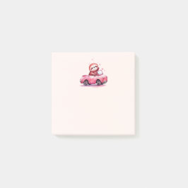 Cute Sloth Driving a Pink Convertible Post-it Block