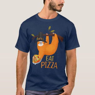 Cute Sloth Eat Pizza Vuxen Vegan Kids Lunt tack T Shirt