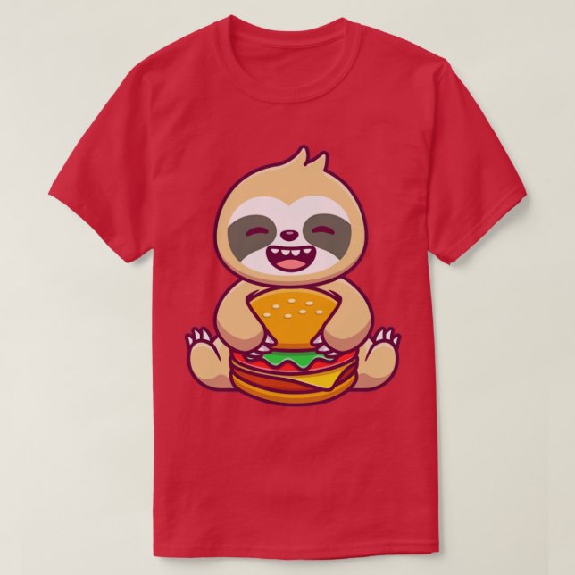 Cute Sloth Eating Burger T Shirt (Design framsida)
