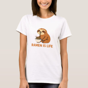 Cute Sloth Eating Ramen � Funny Noodle Älskare Des T Shirt