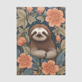 Cute Sloth Elegant Floral William Morris Inspired