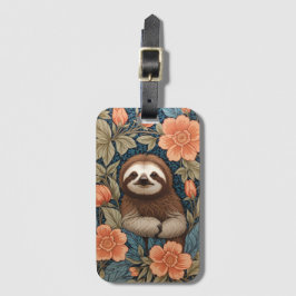 Cute Sloth Elegant Floral William Morris Inspired Bagagebricka