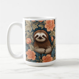 Cute Sloth Elegant Floral William Morris Inspired Kaffemugg