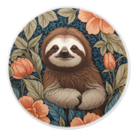 Cute Sloth Elegant Floral William Morris Inspired Knopp