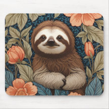 Cute Sloth Elegant Floral William Morris Inspired