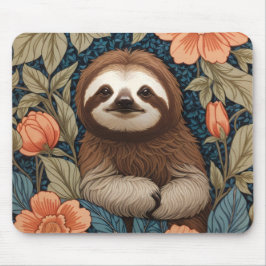 Cute Sloth Elegant Floral William Morris Inspired Musmatta
