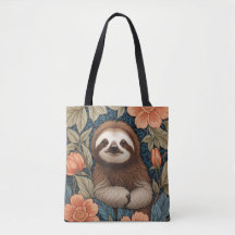 Cute Sloth Elegant Floral William Morris Inspired