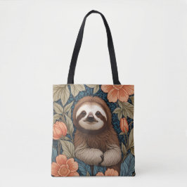 Cute Sloth Elegant Floral William Morris Inspired Tygkasse