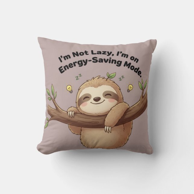 Cute Sloth "Energy-Saving Mode" Kudde (Framsida)