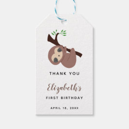Cute Sloth First Birthday Adsible Animal Kawaii Presentetikett