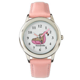 Cute Sloth Flamingo Sommar med Namn Girls Watch Armbandsur