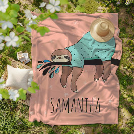 Cute Sloth Fleecefilt