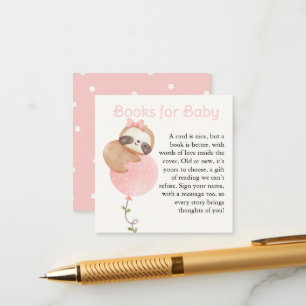 Cute Sloth Flicka Baby Shower Bokar för Baby Tilläggskort