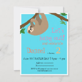 Cute Sloth, födelsedagsfest inbjudan