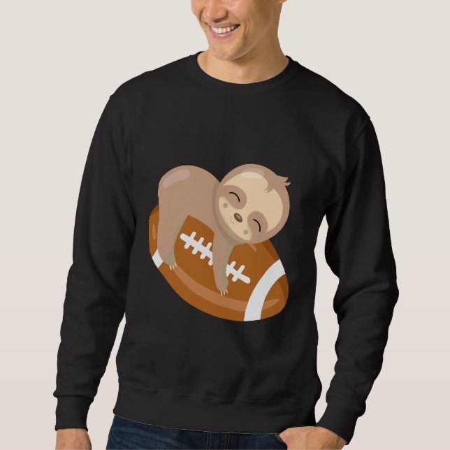 Cute Sloth Football Lång Ärmad Tröja (Framsida)