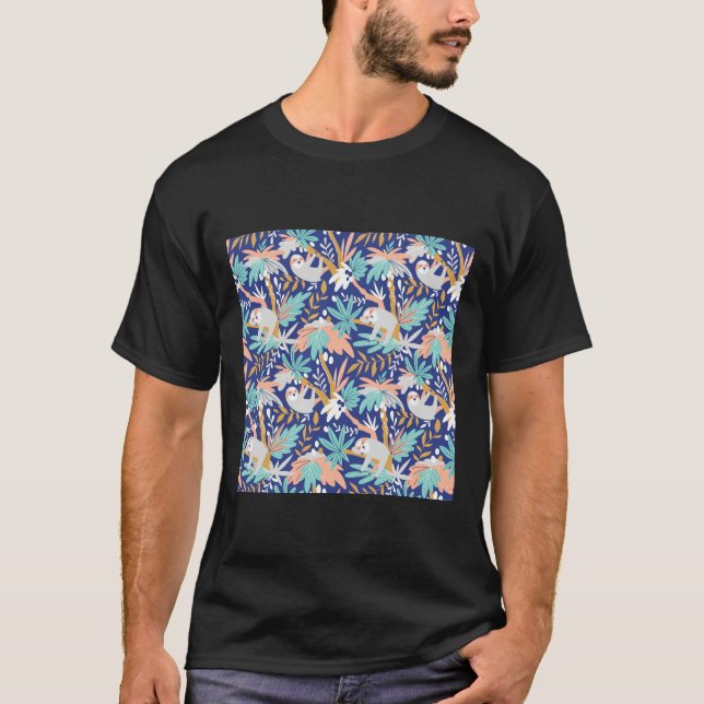 Cute Sloth Forest T Shirt (Framsida)
