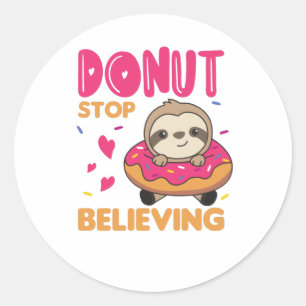 Cute Sloth FUNNY Animals in Donut Rosa Runt Klistermärke