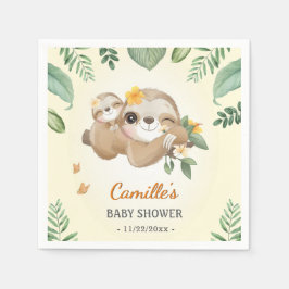 Cute Sloth Gender Neutral Baby Shower Sprinkle Pappersservett