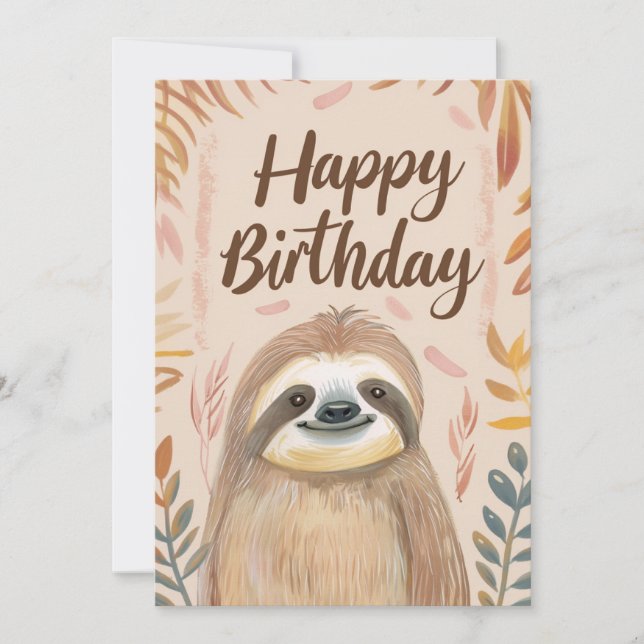 Cute Sloth Grattis på födelsedagen Julkort (Framsida)