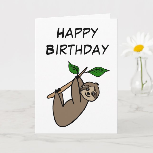 Cute Sloth Grattis på födelsedagen Slappna av Kort (Liten växt)