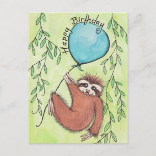Cute Sloth Grattis på födelsedagen Vykort