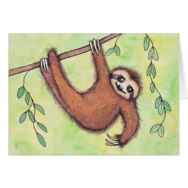 Cute Sloth Hälsningskort (Framsidan Horizontal)