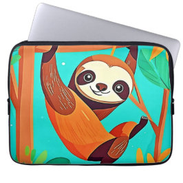 Cute Sloth Hanging in Jungle Laptop Fodral