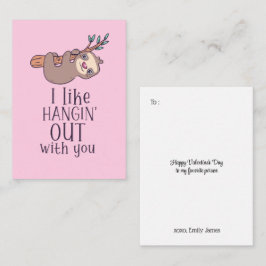 Cute Sloth Hanging Out Funny Kids Valentindagen Anteckningskort