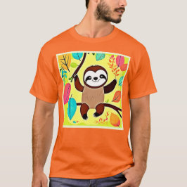Cute Sloth Hanging på Träd Gren T Shirt