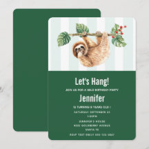 Cute Sloth Hanging upp och ned, vattenfärgsfödelse