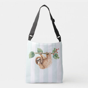 Cute Sloth Hanging uppåt och nedåt vattenfärg Axelväska