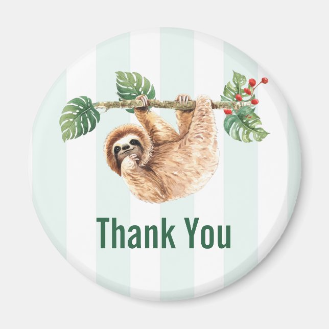 Cute Sloth Hanging uppåt och nedåt vattenfärg Magnet (Framsidan)