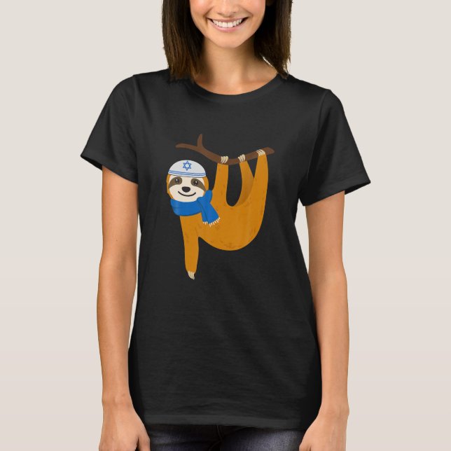Cute Sloth Hanukkah Lazy Sloths Älskare judisk fun T Shirt (Framsida)