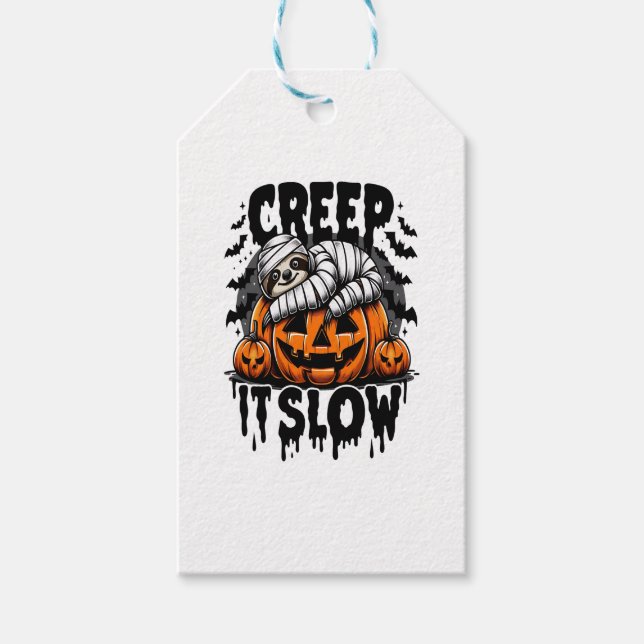 Cute Sloth Happy halloween Presentetikett (Framsidan)