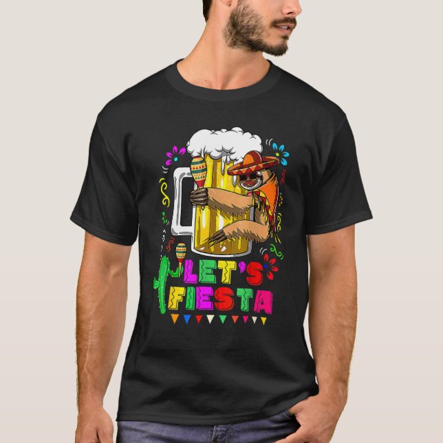 Cute Sloth Holding Beer Cinco De Mayo Mexico Part T Shirt (Framsida)