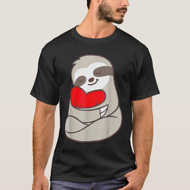 Cute Sloth Holeart Women Kids Valentineser Da T Shirt (Framsida)
