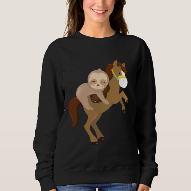 Cute Sloth Horse T Shirt (Framsida)