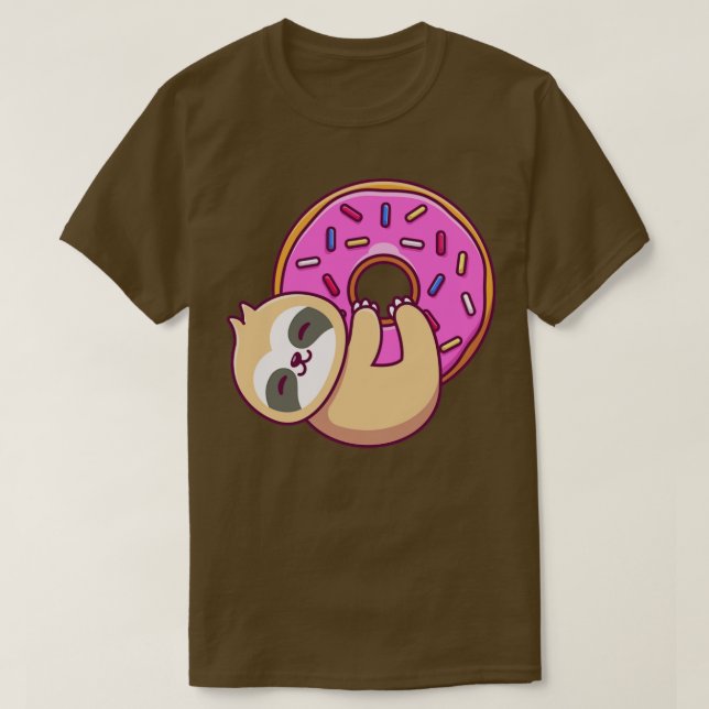 Cute Sloth Hug Big Doughnut T Shirt (Design framsida)