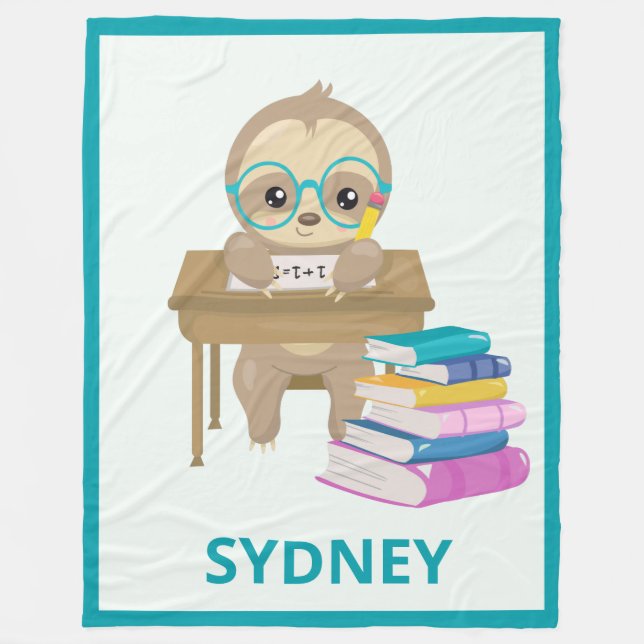 Cute Sloth i Personligen School Fleecefilt (Framsidan)