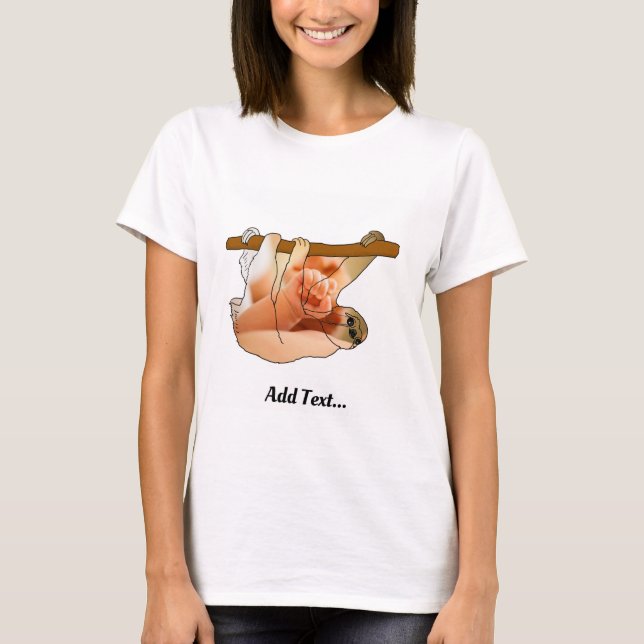 Cute Sloth in | Lägg till foto och text T Shirt (Framsida)
