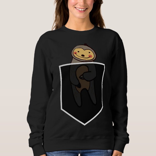 Cute Sloth in Pocket T Shirt (Framsida)