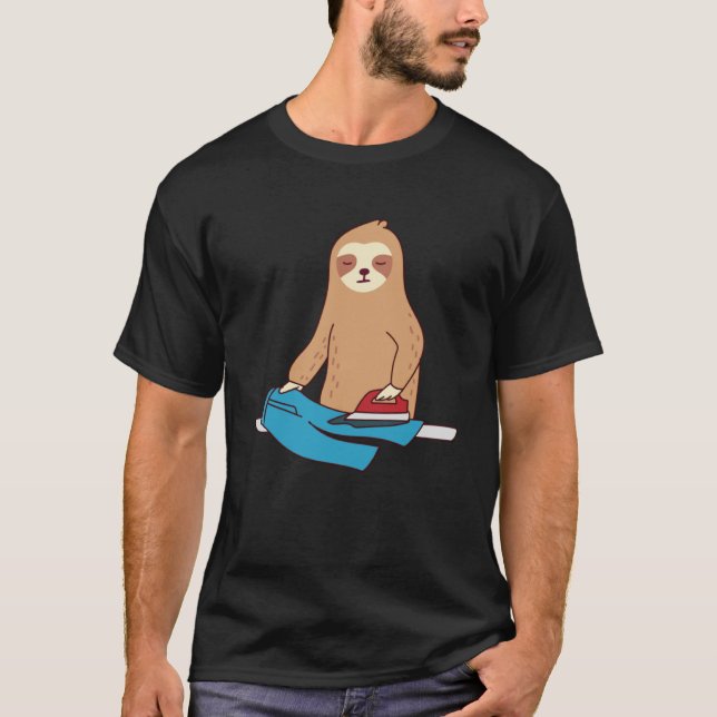 Cute Sloth Ironing Rodent Lazy Tired Pullover Huva T Shirt (Framsida)