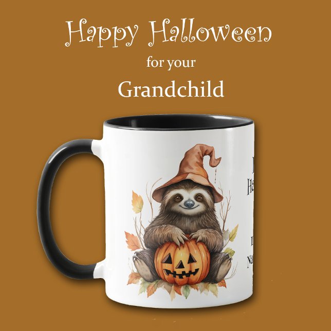 Cute Sloth Jack o'Lantern Kids Halloween Mugg (Skapare uppladdad)