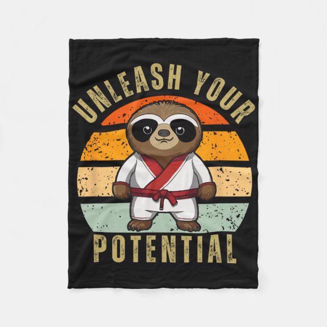 Cute Sloth japansk Self Defence Karate Fleecefilt (Framsidan)