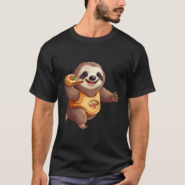 Cute Sloth Joggare Jogger Pizza Slice T Shirt (Framsida)